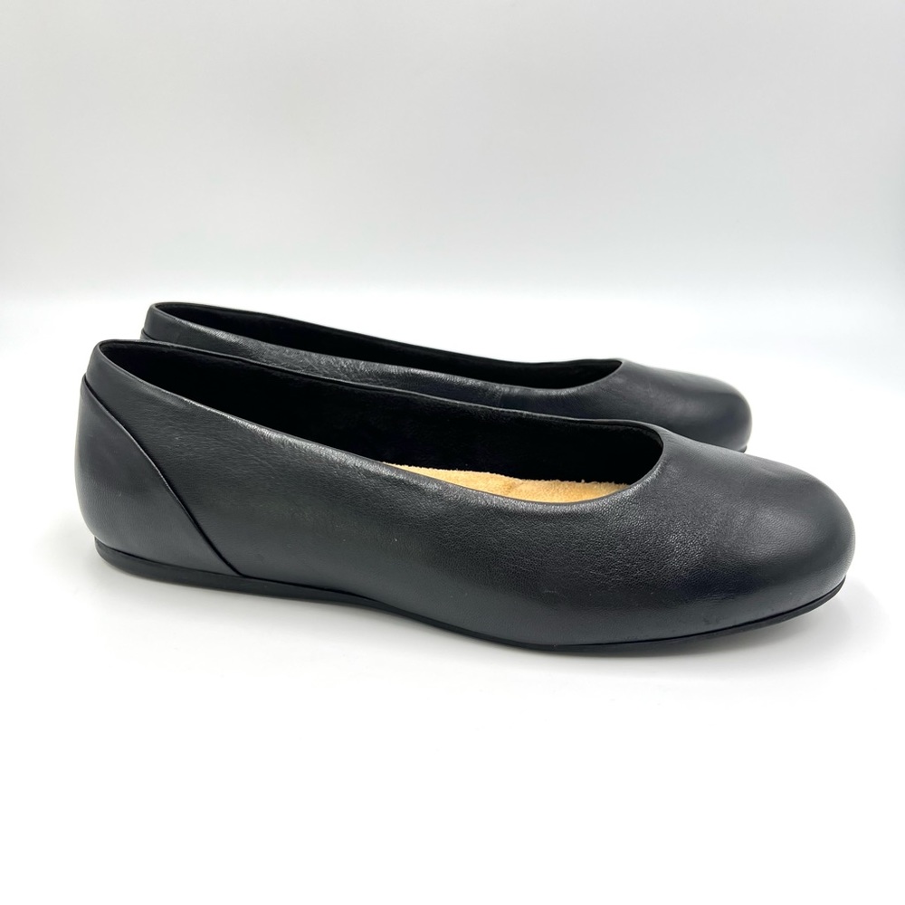 6WW 6 X-WIDE SoftWalk Womens Sonoma Black Leather Round Toe Ballet Flats Shoes